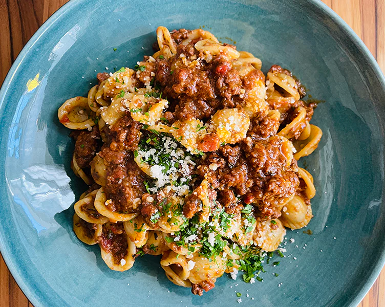 Smoked beef and shrimp bolognese (S)