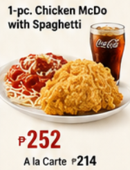 1-pc. Chicken McDo with Spag, L Fries