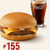 Cheeseburger with drink